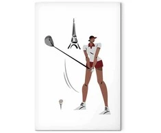 Artgeist Paveikslas - Female Golfer With the Eiffel Tower in the Background - Illustration