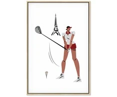 Artgeist Paveikslas - Female Golfer With the Eiffel Tower in the Background - Illustration