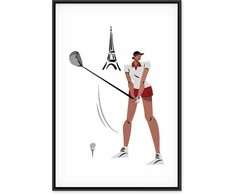 Artgeist Paveikslas - Female Golfer With the Eiffel Tower in the Background - Illustration