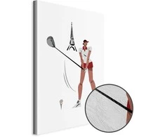 Artgeist Paveikslas - Female Golfer With the Eiffel Tower in the Background - Illustration