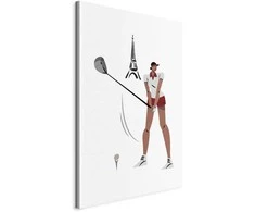 Artgeist Paveikslas - Female Golfer With the Eiffel Tower in the Background - Illustration