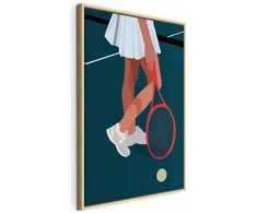 Artgeist Paveikslas - Female Tennis Player With a Raudona Racket on the Court - Graphics