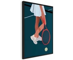 Artgeist Paveikslas - Female Tennis Player With a Raudona Racket on the Court - Graphics