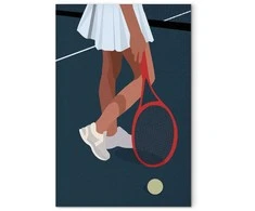 Artgeist Paveikslas - Female Tennis Player With a Raudona Racket on the Court - Graphics