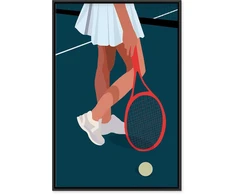 Artgeist Paveikslas - Female Tennis Player With a Raudona Racket on the Court - Graphics