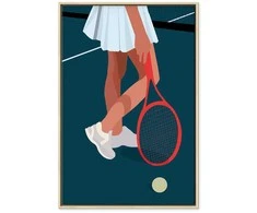 Artgeist Paveikslas - Female Tennis Player With a Raudona Racket on the Court - Graphics