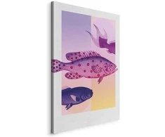 Artgeist Paveikslas - Fish in Pastels - Stylized Fish Against Gradient Shapes