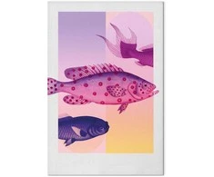 Artgeist Paveikslas - Fish in Pastels - Stylized Fish Against Gradient Shapes