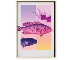 Artgeist Paveikslas - Fish in Pastels - Stylized Fish Against Gradient Shapes