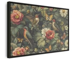Artgeist Paveikslas - Flowers, birds and butterflies – vintage-style illustration