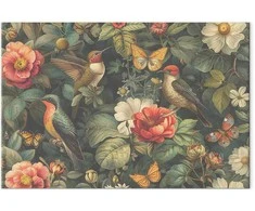 Artgeist Paveikslas - Flowers, birds and butterflies – vintage-style illustration