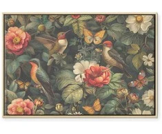 Artgeist Paveikslas - Flowers, birds and butterflies – vintage-style illustration