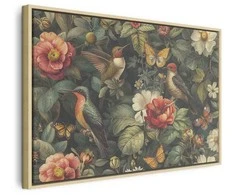 Artgeist Paveikslas - Flowers, birds and butterflies – vintage-style illustration