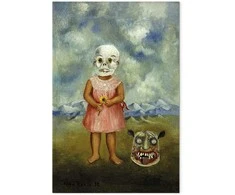 Artgeist Paveikslas - Frida Kahlo – Girl with Death Mask (She Plays Alone)