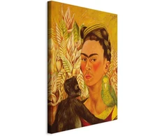 Artgeist Paveikslas - Frida Kahlo – Self-Portrait with Monkey and Parrot
