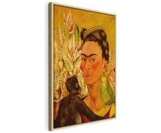 Artgeist Paveikslas - Frida Kahlo – Self-Portrait with Monkey and Parrot