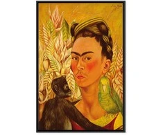 Artgeist Paveikslas - Frida Kahlo – Self-Portrait with Monkey and Parrot