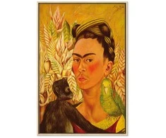 Artgeist Paveikslas - Frida Kahlo – Self-Portrait with Monkey and Parrot