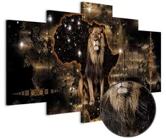 Artgeist Paveikslas - Golden Lion (5 Parts) Wide