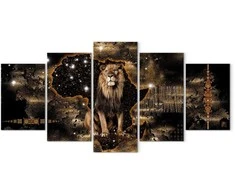 Artgeist Paveikslas - Golden Lion (5 Parts) Wide