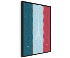 Artgeist Paveikslas - Graphic Illustration of a Swimming Pool Against the Backdrop of the French Flag
