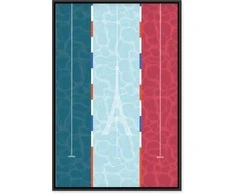 Artgeist Paveikslas - Graphic Illustration of a Swimming Pool Against the Backdrop of the French Flag