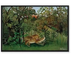 Artgeist Paveikslas - Henri Rousseau – Le Lion ayant faim se jette sur l'Antilope