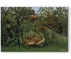 Artgeist Paveikslas - Henri Rousseau – Le Lion ayant faim se jette sur l'Antilope
