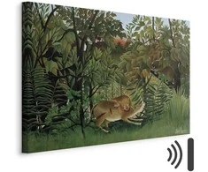 Artgeist Paveikslas - Henri Rousseau – Le Lion ayant faim se jette sur l'Antilope