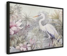 Artgeist Paveikslas - Heron wading in a pond - illustration in bright colours