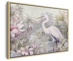 Artgeist Paveikslas - Heron wading in a pond - illustration in bright colours