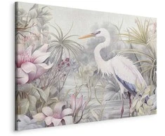 Artgeist Paveikslas - Heron wading in a pond - illustration in bright colours