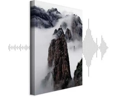 Artgeist Paveikslas - High Mountains in Mist (1-part) - Landscape of Clouds Amid Rocks