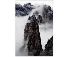 Artgeist Paveikslas - High Mountains in Mist (1-part) - Landscape of Clouds Amid Rocks