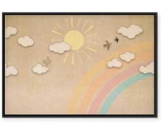 Artgeist Paveikslas - Holiday Sky - Sunny Day with a Rainbow and Flying Birds