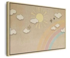 Artgeist Paveikslas - Holiday Sky - Sunny Day with a Rainbow and Flying Birds