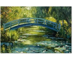 Artgeist Paveikslas - Impressionist bridge - painting of a bridge against a picturesque background