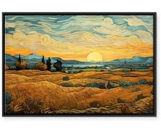 Artgeist Paveikslas - Impressionistic fields - painted golden landscape with fields of grain