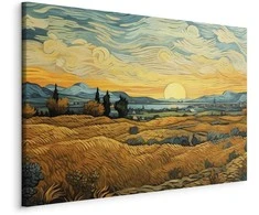 Artgeist Paveikslas - Impressionistic fields - painted golden landscape with fields of grain
