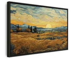 Artgeist Paveikslas - Impressionistic fields - painted golden landscape with fields of grain