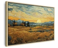 Artgeist Paveikslas - Impressionistic fields - painted golden landscape with fields of grain