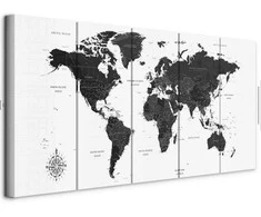 Artgeist Paveikslas - Juodas and Baltas Map (5 Parts) Narrow