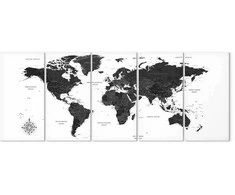 Artgeist Paveikslas - Juodas and Baltas Map (5 Parts) Narrow