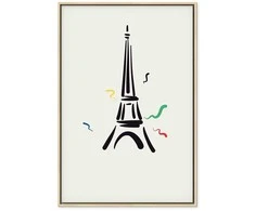 Artgeist Paveikslas - Juodas Graphic Drawing of the Eiffel Tower on a Kreminis Background