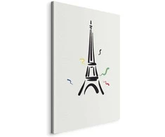 Artgeist Paveikslas - Juodas Graphic Drawing of the Eiffel Tower on a Kreminis Background