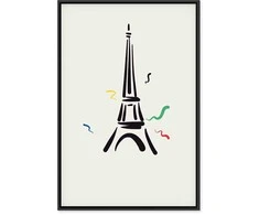 Artgeist Paveikslas - Juodas Graphic Drawing of the Eiffel Tower on a Kreminis Background