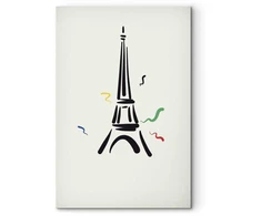Artgeist Paveikslas - Juodas Graphic Drawing of the Eiffel Tower on a Kreminis Background