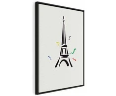Artgeist Paveikslas - Juodas Graphic Drawing of the Eiffel Tower on a Kreminis Background