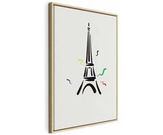 Artgeist Paveikslas - Juodas Graphic Drawing of the Eiffel Tower on a Kreminis Background