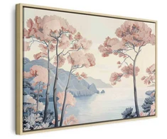 Artgeist Paveikslas - Landscape with the Ocean Cliffs and Trees in Delicate Rožinė Shades